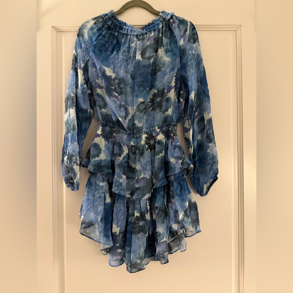 LoveShackFancy Silk Popover Dress In Sapphire Berry - Picture 3 of 5